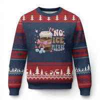 No Ice Please Ugly Christmas Sweater Funny Coffee Lover Anti Ice Satire