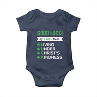 Funny Christian St Patrick's Day Baby Onesie Good Luck Mean Living Under Christ's Kindness