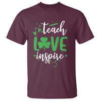 St Patrick's Day Teach Love Inspire T Shirt Teacher Shamrock
