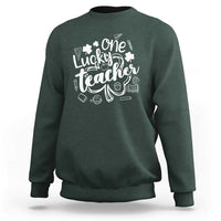 Funny St Patrick's Day Irish Teacher Sweatshirt One Lucky Teacher Shamrock