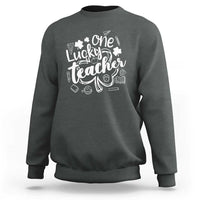 Funny St Patrick's Day Irish Teacher Sweatshirt One Lucky Teacher Shamrock