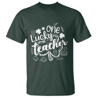 Funny St Patrick's Day Irish Teacher T Shirt One Lucky Teacher Shamrock