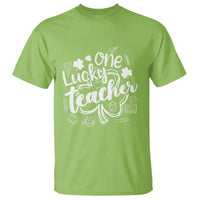 Funny St Patrick's Day Irish Teacher T Shirt One Lucky Teacher Shamrock