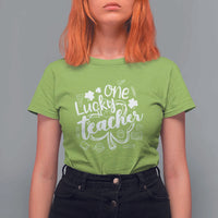 Funny St Patrick's Day Irish Teacher T Shirt For Women One Lucky Teacher Shamrock