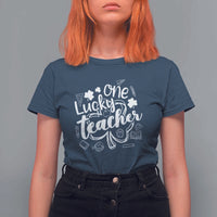 Funny St Patrick's Day Irish Teacher T Shirt For Women One Lucky Teacher Shamrock