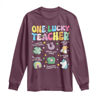 Funny St Patrick's Day Irish Teacher Long Sleeve Shirt One Lucky Teacher Lucky Era Shamrock