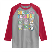 Funny St Patrick's Day Irish Teacher Raglan Shirt One Lucky Teacher Lucky Era Shamrock