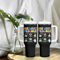 Funny St Patrick's Day Irish Teacher Tumbler With Handle One Lucky Teacher Lucky Era Shamrock