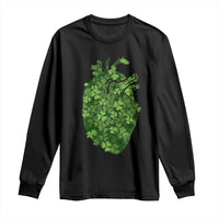 Funny St Patrick's Day Shamrock Heart Cardiac Nurse Anatomy Long Sleeve Shirt