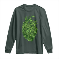 Funny St Patrick's Day Shamrock Heart Cardiac Nurse Anatomy Long Sleeve Shirt