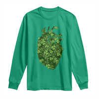 Funny St Patrick's Day Shamrock Heart Cardiac Nurse Anatomy Long Sleeve Shirt