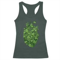 Funny St Patrick's Day Shamrock Heart Cardiac Nurse Anatomy Racerback Tank Top
