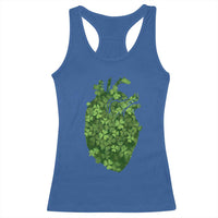 Funny St Patrick's Day Shamrock Heart Cardiac Nurse Anatomy Racerback Tank Top