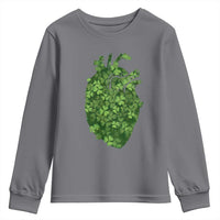 Funny St Patrick's Day Shamrock Heart Cardiac Nurse Anatomy Youth Sweatshirt