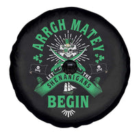 Funny St Patrick's Day Pirate Spare Tire Cover Arrgh Matey Let The Shenanigans Begin Shamrock