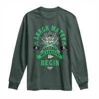 Funny St Patrick's Day Pirate Long Sleeve Shirt Arrgh Matey Let The Shenanigans Begin Shamrock