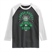 Funny St Patrick's Day Pirate Raglan Shirt Arrgh Matey Let The Shenanigans Begin Shamrock