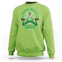 Funny St Patrick's Day Pirate Sweatshirt Arrgh Matey Let The Shenanigans Begin Shamrock