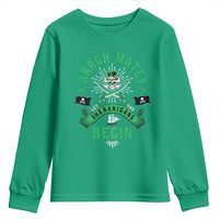 Funny St Patrick's Day Pirate Youth Sweatshirt Arrgh Matey Let The Shenanigans Begin Shamrock