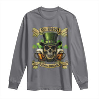 Funny St Patrick's Day Irish Beer Drinking Long Sleeve Shirt 0% Irish 100% Drunk Skull