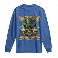 Funny St Patrick's Day Irish Beer Drinking Long Sleeve Shirt 0% Irish 100% Drunk Skull
