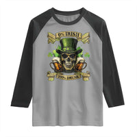 Funny St Patrick's Day Irish Beer Drinking Raglan Shirt 0% Irish 100% Drunk Skull