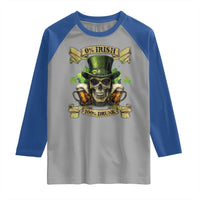 Funny St Patrick's Day Irish Beer Drinking Raglan Shirt 0% Irish 100% Drunk Skull