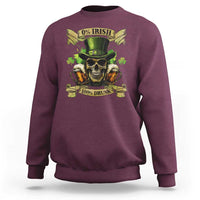 Funny St Patrick's Day Irish Beer Drinking Sweatshirt 0% Irish 100% Drunk Skull