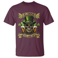 Funny St Patrick's Day Irish Beer Drinking T Shirt 0% Irish 100% Drunk Skull