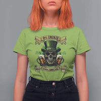 Funny St Patrick's Day Irish Beer Drinking T Shirt For Women 0% Irish 100% Drunk Skull