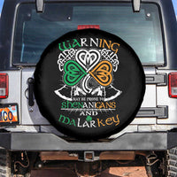 Funny Warning May Be Prone To Shenanigans And Malarkey Spare Tire Cover St Patrick's Day Celtic Shamrock