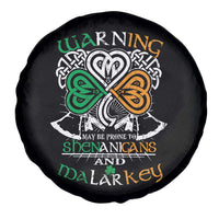 Funny Warning May Be Prone To Shenanigans And Malarkey Spare Tire Cover St Patrick's Day Celtic Shamrock