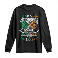 Funny Warning May Be Prone To Shenanigans And Malarkey Long Sleeve Shirt St Patrick's Day Celtic Shamrock