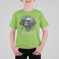 Funny Irish Pride T Shirt For Kid Irish Hooligan Stay True Till Death Flat Cap Skull