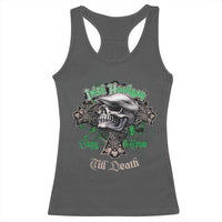 Funny Irish Pride Racerback Tank Top Irish Hooligan Stay True Till Death Flat Cap Skull