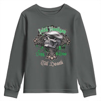 Funny Irish Pride Youth Sweatshirt Irish Hooligan Stay True Till Death Flat Cap Skull