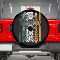 St Patrick's Day Black Irish Spare Tire Cover Vintage American Flag Celtic Cross