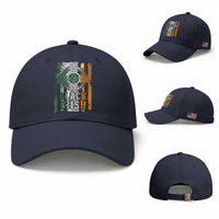 St Patrick's Day Black Irish Baseball Cap Vintage American Flag Celtic Cross