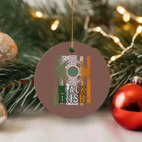 St Patrick's Day Black Irish Ceramic Ornament Vintage American Flag Celtic Cross