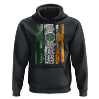 St Patrick's Day Black Irish Hoodie Vintage American Flag Celtic Cross