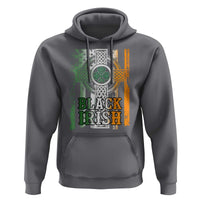 St Patrick's Day Black Irish Hoodie Vintage American Flag Celtic Cross