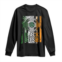 St Patrick's Day Black Irish Long Sleeve Shirt Vintage American Flag Celtic Cross
