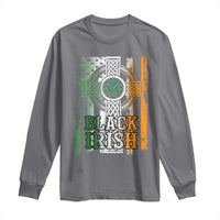 St Patrick's Day Black Irish Long Sleeve Shirt Vintage American Flag Celtic Cross