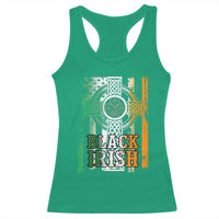 St Patrick's Day Black Irish Racerback Tank Top Vintage American Flag Celtic Cross