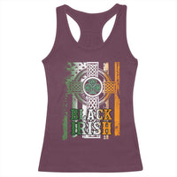 St Patrick's Day Black Irish Racerback Tank Top Vintage American Flag Celtic Cross