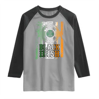 St Patrick's Day Black Irish Raglan Shirt Vintage American Flag Celtic Cross