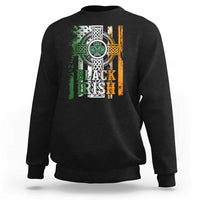 St Patrick's Day Black Irish Sweatshirt Vintage American Flag Celtic Cross