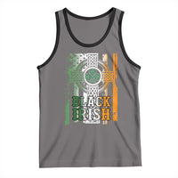 St Patrick's Day Black Irish Tank Top Vintage American Flag Celtic Cross