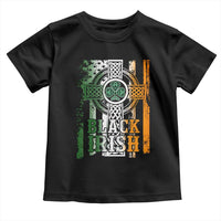 St Patrick's Day Black Irish Toddler T Shirt Vintage American Flag Celtic Cross
