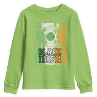 St Patrick's Day Black Irish Youth Sweatshirt Vintage American Flag Celtic Cross